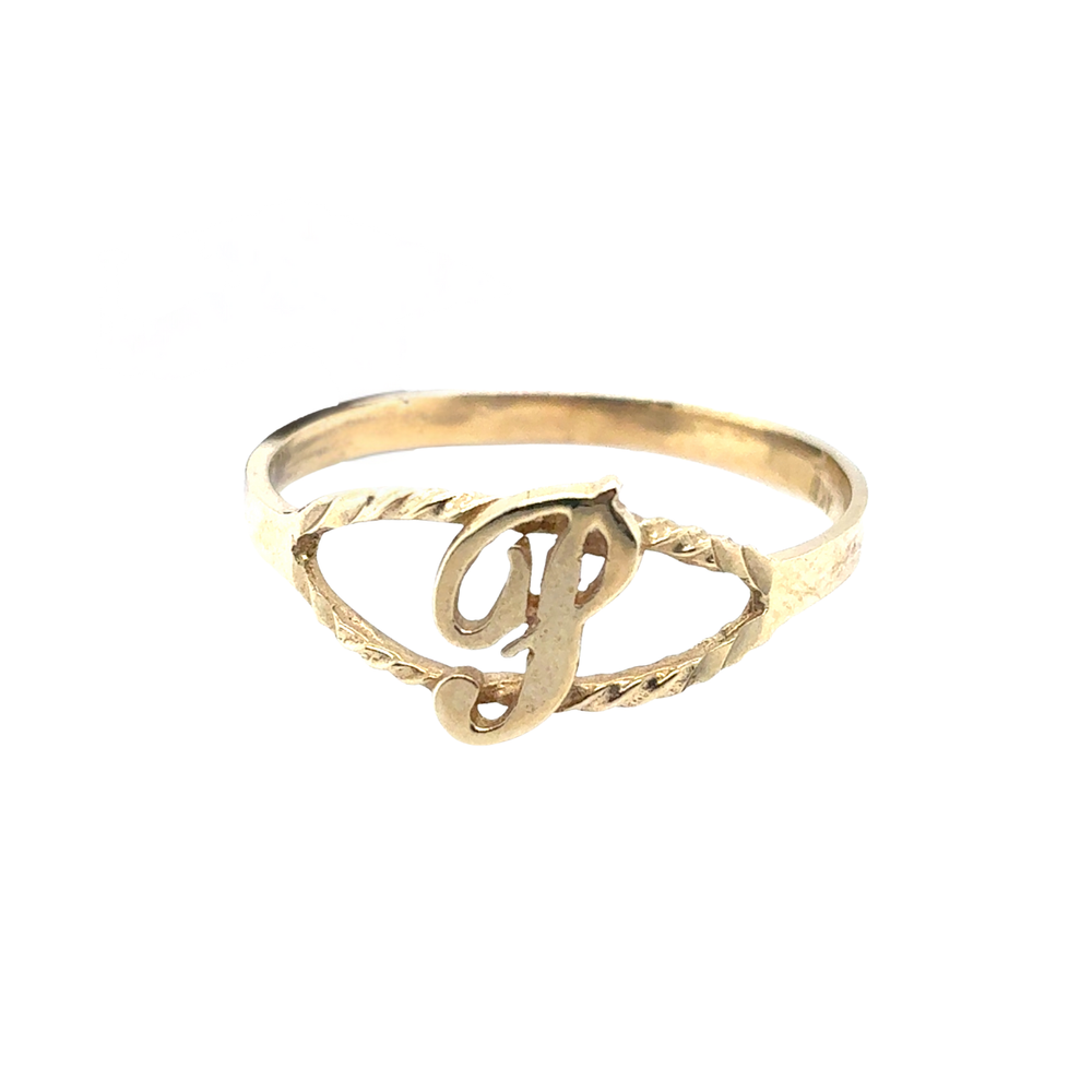 10kt Yellow Gold 'P' Initial Baby Ring
