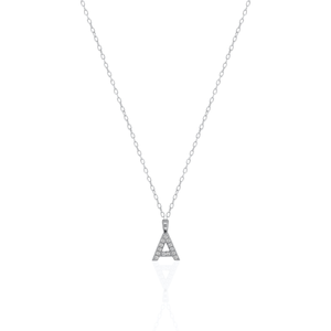 Sterling Silver CZ Pave Alphabet Necklace - Special Price