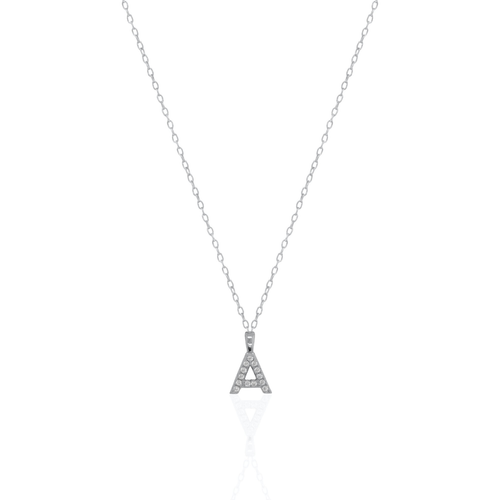 Sterling Silver CZ Pave Alphabet Necklace - Special Price
