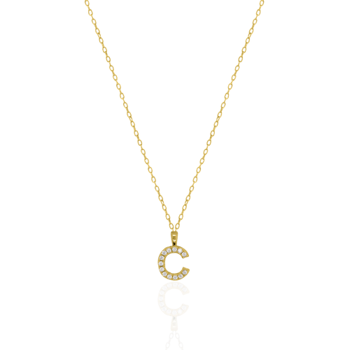 Sterling Silver Gold Plated CZ Pave Alphabet Necklace - Special Price
