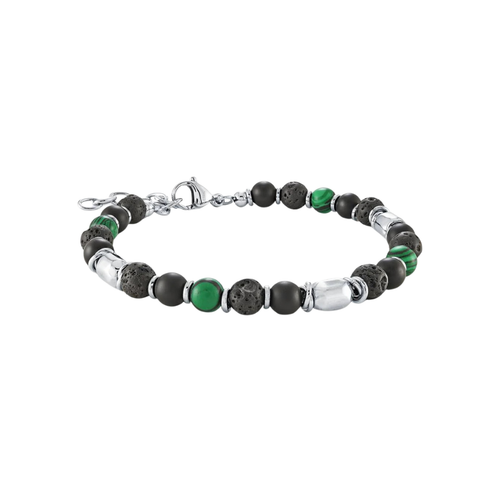 Italgem Stainless Steel Onyx Lava Bead Bracelet