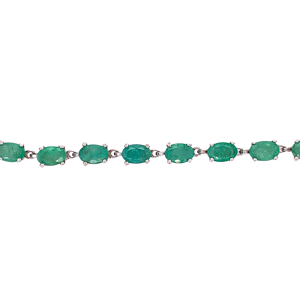 10kt White Gold Emerald Bracelet