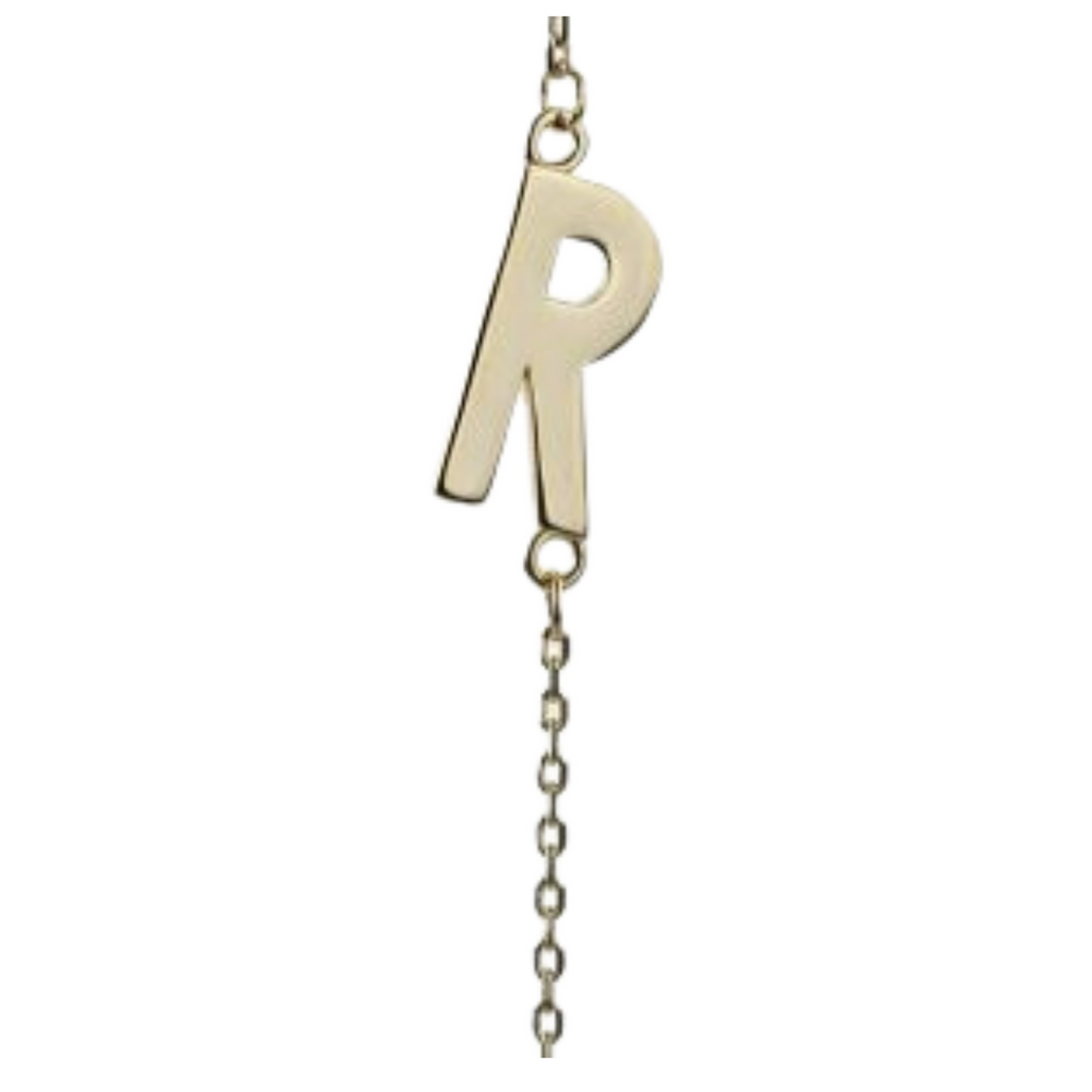 10kt Yellow Gold Horizontal "R" Initial Pendant