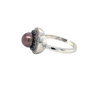 14kt White Gold 7mm Dark Pearl Diamond ring