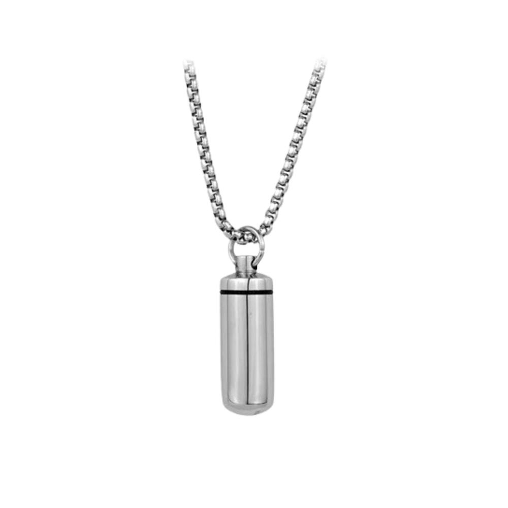 Italgem Stainless Steel Cylinder Urn Necklace