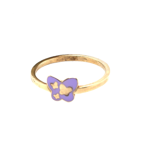 10kt Yellow Gold Enamel Butterfly Baby Ring