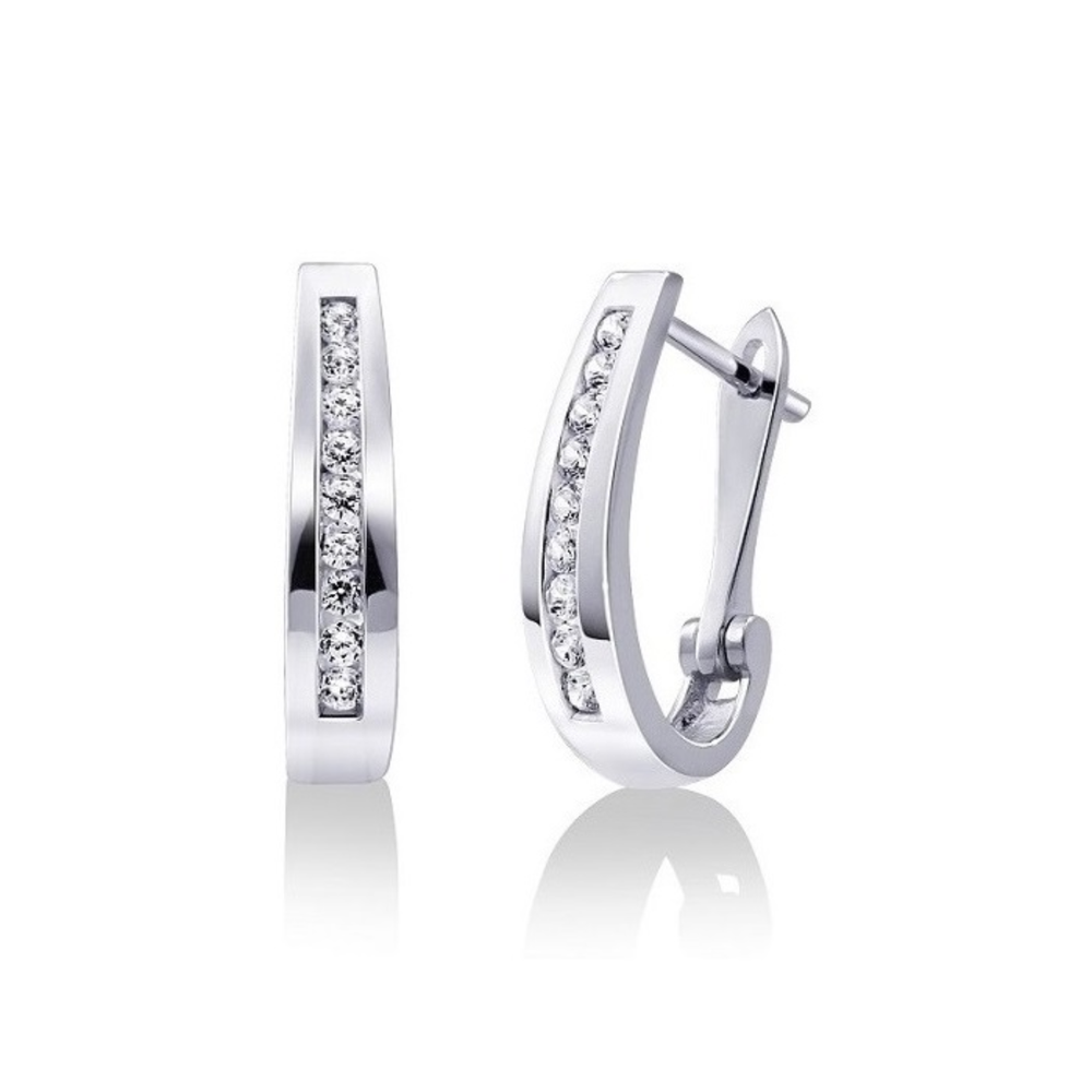 Sterling Silver .25TW Lab Grown Round Brilliant Stud Hoop Earrings