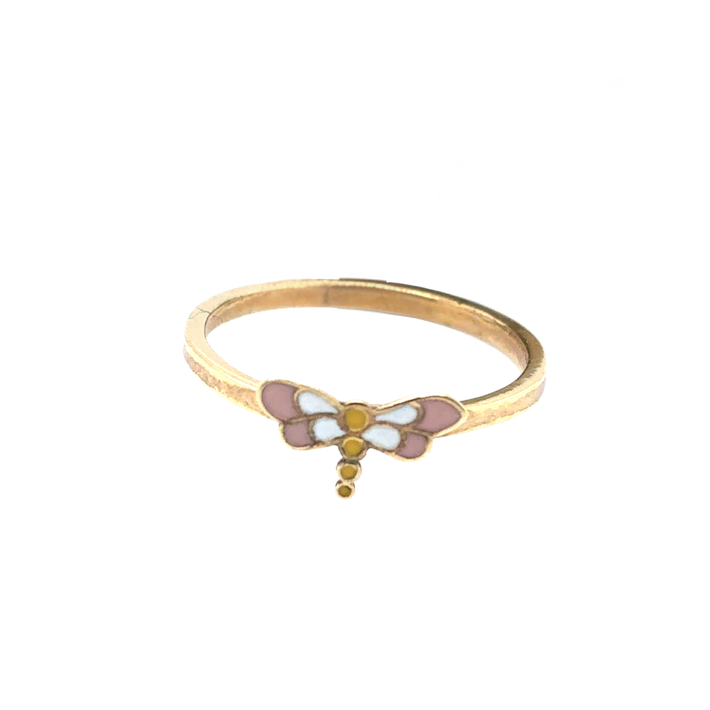 10kt Yellow Gold Enamel Dragonfly Baby Ring