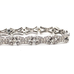 10KT White Gold Natural Diamond 2.00TW 'X' Pattern Bracelet