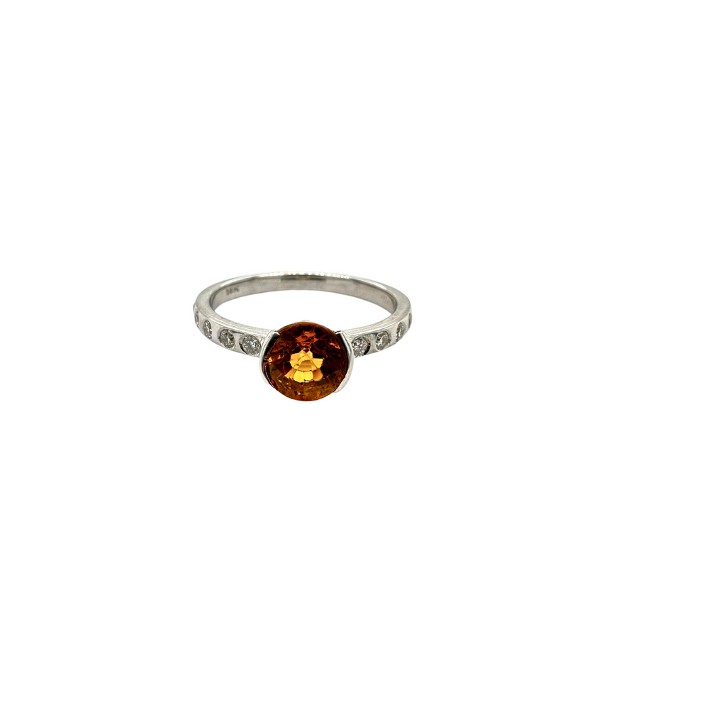 18KW Yellow Sapphire and Diamond Accent Ring