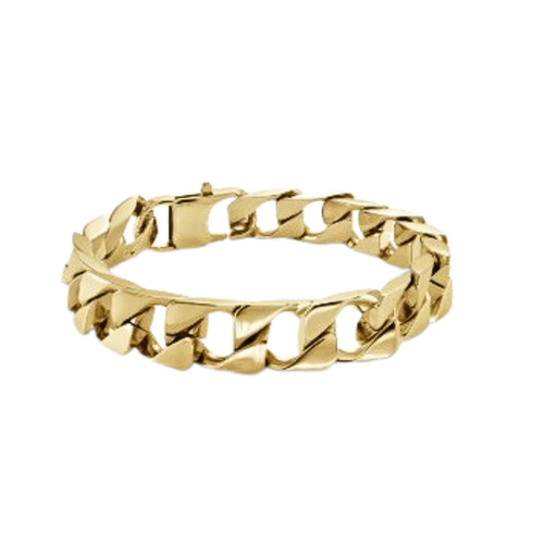 Italgem Stainless Steel Gold Plated Flat Curb Bracelet