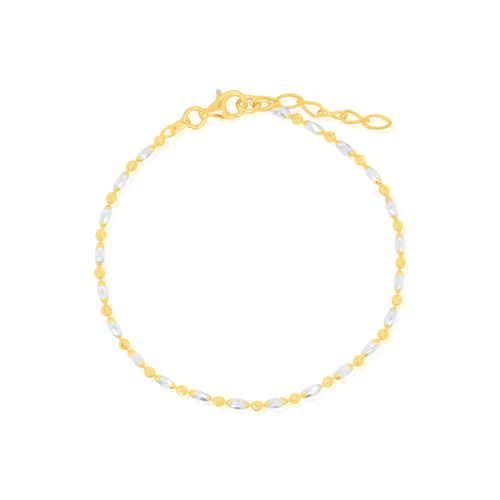 Gold Plated Sterling Silver Two-one 2mm Oval and Moon Bead Bracelet - Special Price