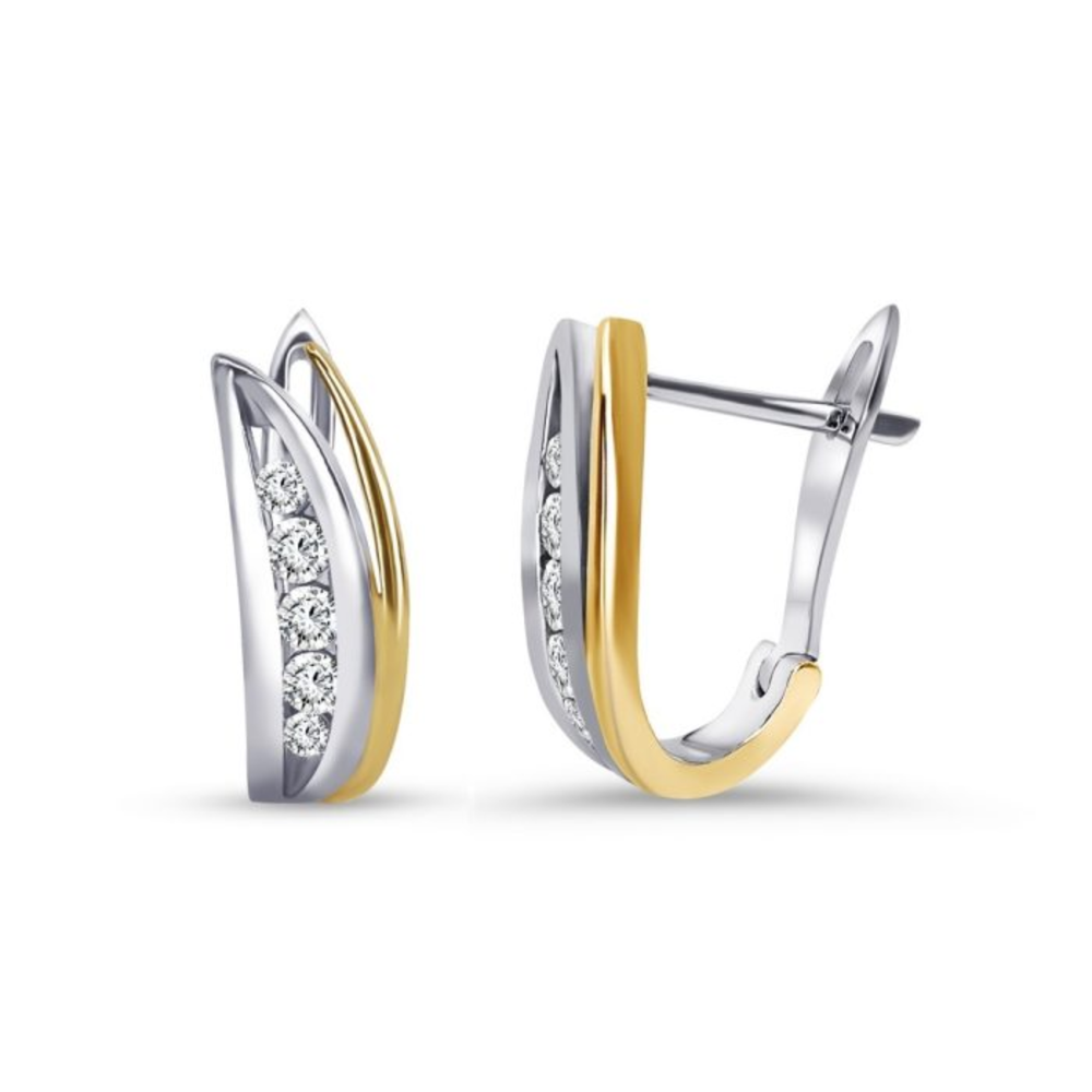 Sterling Silver .33TW Lab Grown Round Brilliant Stud Hoop Earrings