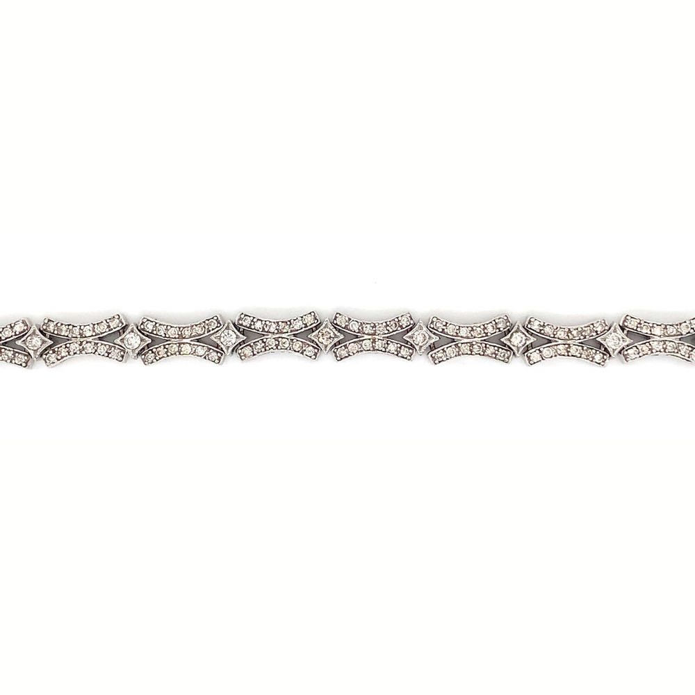 10KT White Gold Natural Diamond 2.00TW 'X' Pattern Bracelet