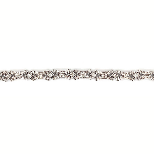 10KT White Gold Natural Diamond 2.00TW 'X' Pattern Bracelet