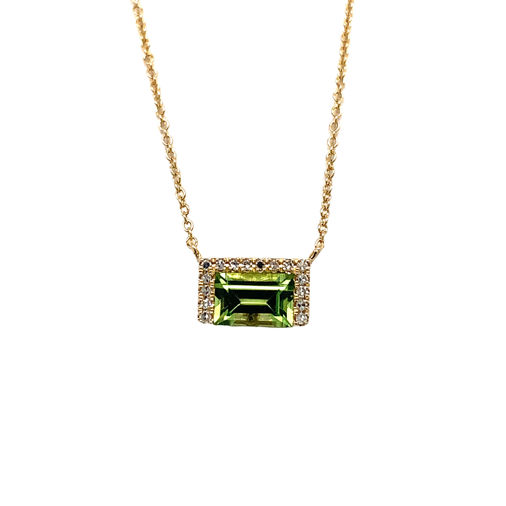 14kt Yellow gold Peridot & Diamond Pendant