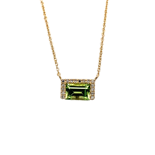 14kt Yellow gold Peridot & Diamond Pendant