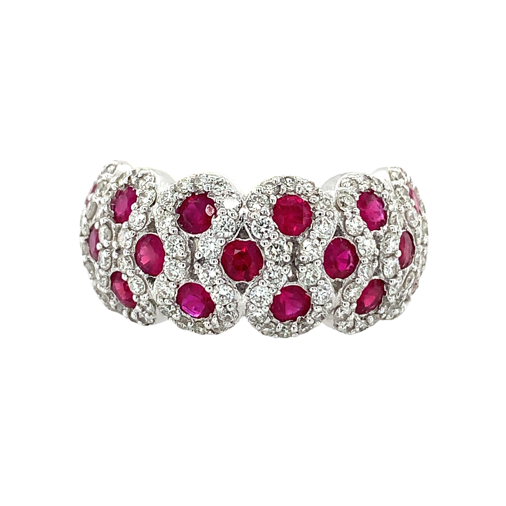 18KW Ruby and Diamond Cluster Ring