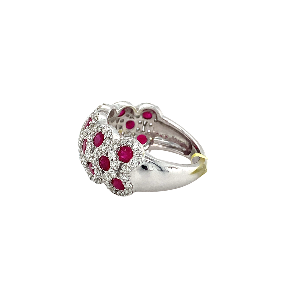 18KW Ruby and Diamond Cluster Ring