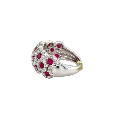 18KW Ruby and Diamond Cluster Ring