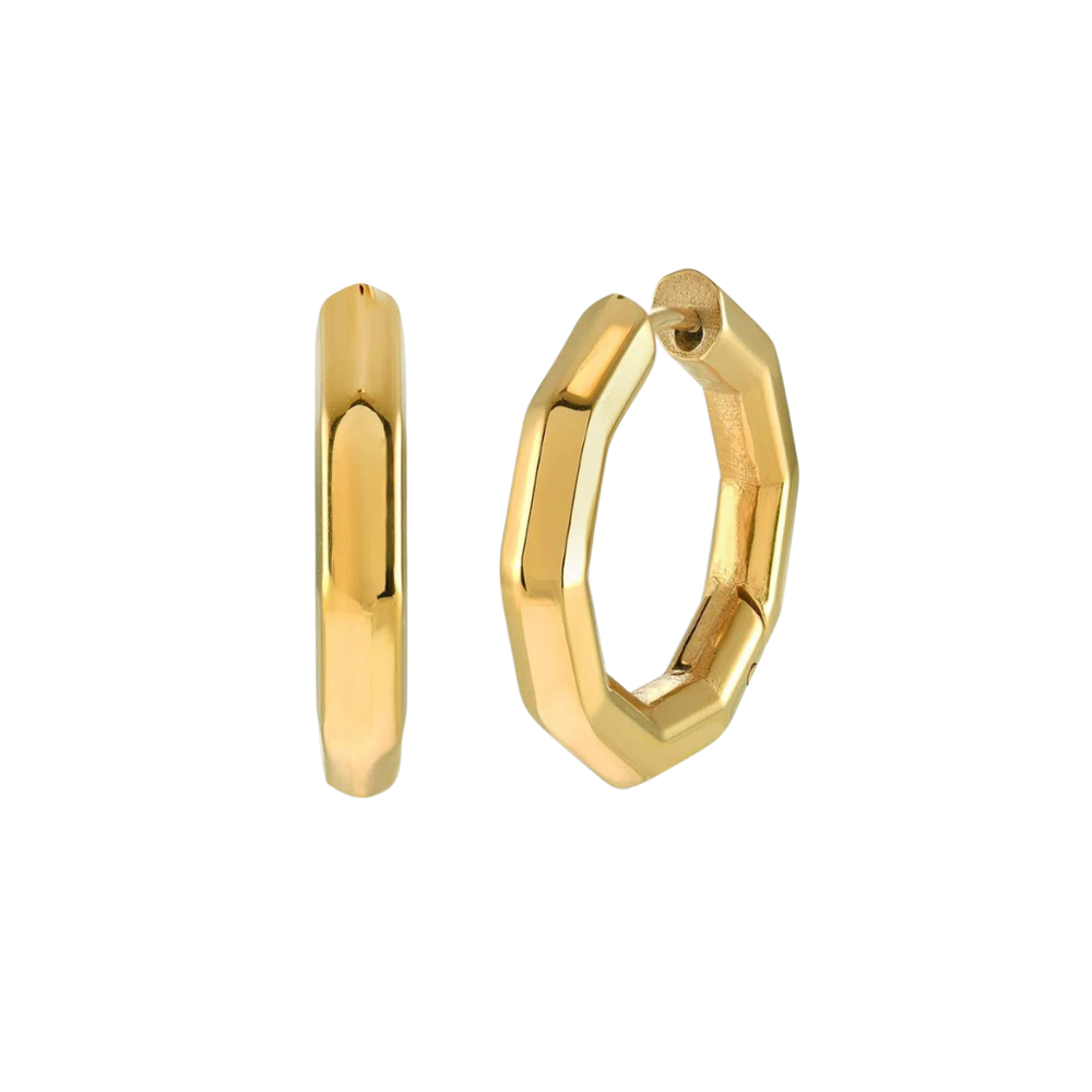 Italgem Stainless Steel Gold Plated Hoop Earrings