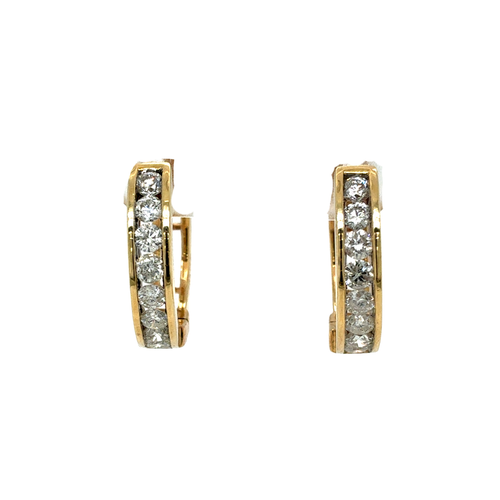 10kt Yellow Gold Diamond Hoop 1ct Earrings