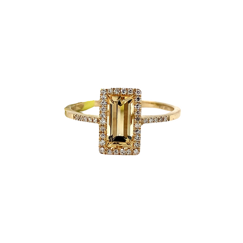 14kt Yellow Gold Citrine + Diamond ring