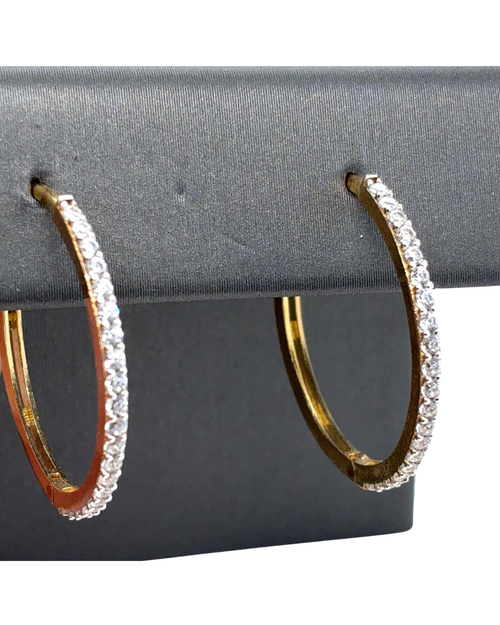 10kt Yellow Gold CZ 20mm Hoops Earrings