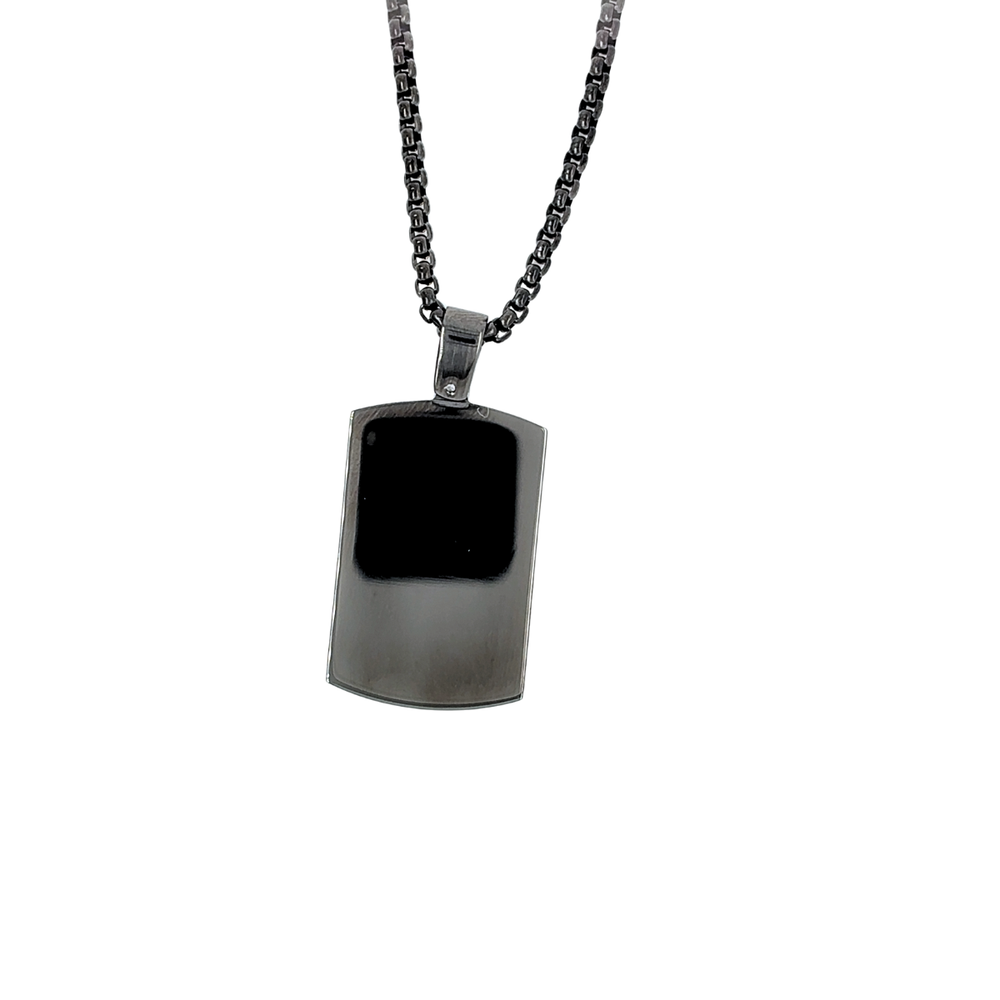 Italgem Stainless Steel Black Dogtag Necklace