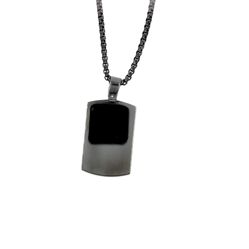Italgem Stainless Steel Black Dogtag Necklace