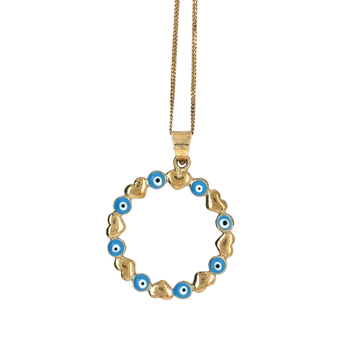 10kt Yellow Gold Evil Eye Pendant