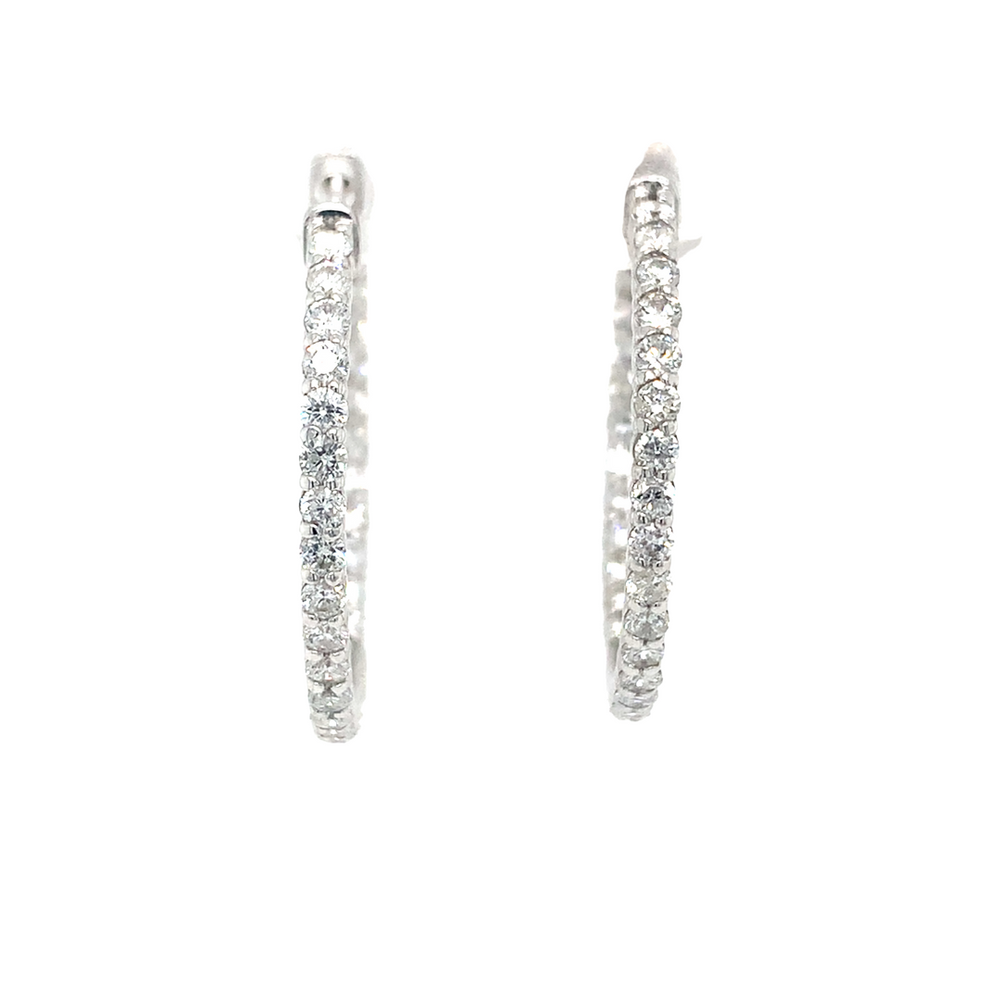 14kt White Gold Diamond Hoop Earrings