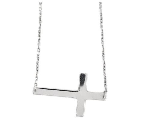 10kt White Gold Sideway Cross Necklace