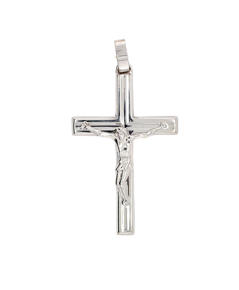10kt White Gold Crucifix Charm