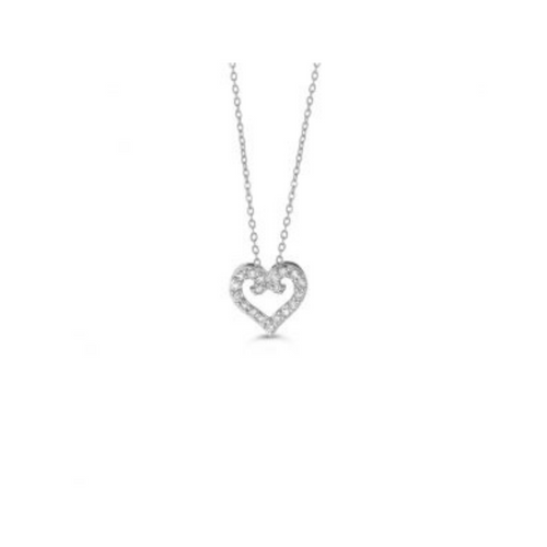 10kt White Gold Diamond Heart Pendant