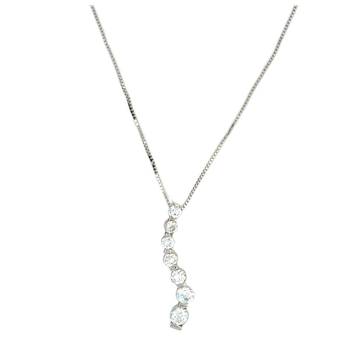 10kt White Gold CZ Journey Necklace