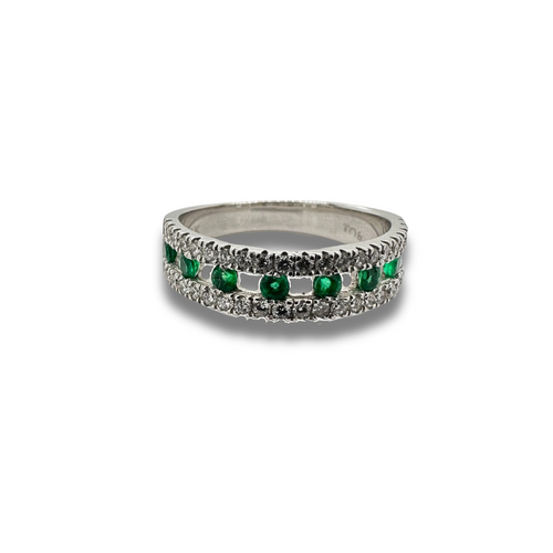 14KW Emerald and Diamond Band