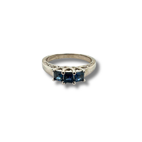 14KW 2 Stone Blue Sapphire Ring