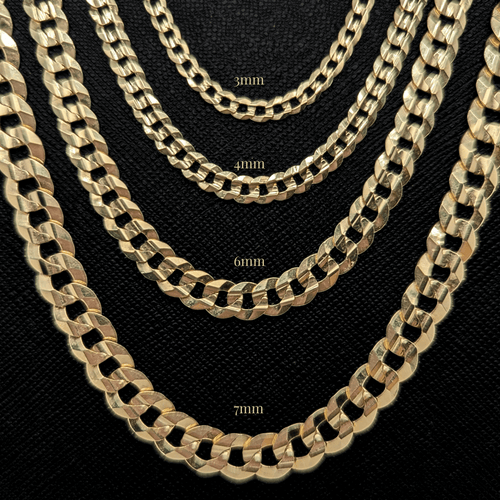 Concave Curb Chain - 6mm - 10kt Yellow Gold