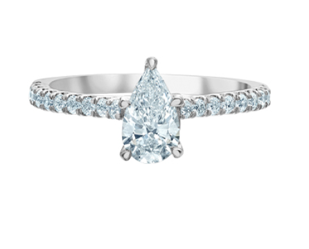 14kt White Gold 1.17 TDW Pear Cut Lab Grown Diamond Ring