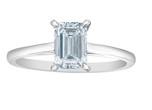 14kt White Gold 0.50 TDW Emerald Cut Lab Grown Diamond Ring