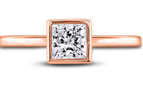 14kt Rose Gold 0.53 TDW Bezel Set Princess Cut Lab Grown Diamond Ring