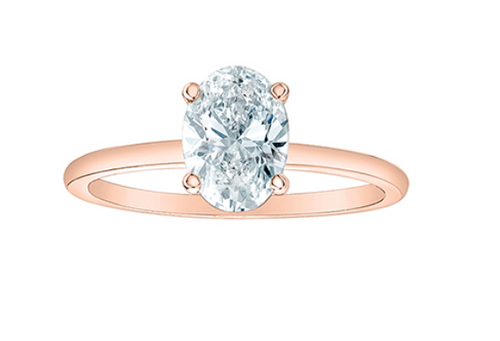 14kt Rose Gold 1.08 TDW Oval Cut Lab Grown Diamond Ring