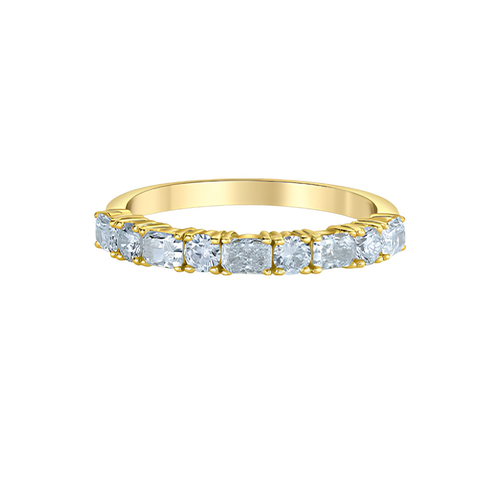 14kt Yellow Gold 0.75ct Total Weight Round Brilliant and Radiant Lab Grown Diamond Band