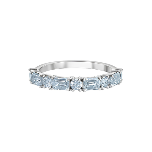 14kt White Gold 1.32ct Total Weight Brilliant Round and Emerald Lab Grown Diamond Band