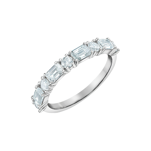 14kt White Gold 1.32ct Total Weight Brilliant Round and Emerald Lab Grown Diamond Band