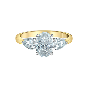 14kt Yellow Gold 1.50ct centre Oval 3 Stone Ring Lab Grown Diamond Ring