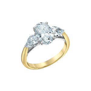 14kt Yellow Gold 1.50ct centre Oval 3 Stone Ring Lab Grown Diamond Ring