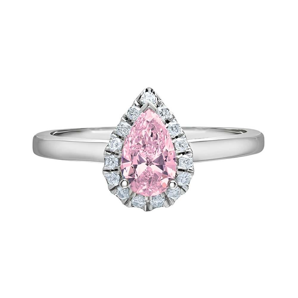14KT White Gold 1.05ct Pink Pear Lab Diamond Grown Diamond Ring