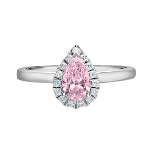 14KT White Gold 1.05ct Pink Pear Lab Diamond Grown Diamond Ring